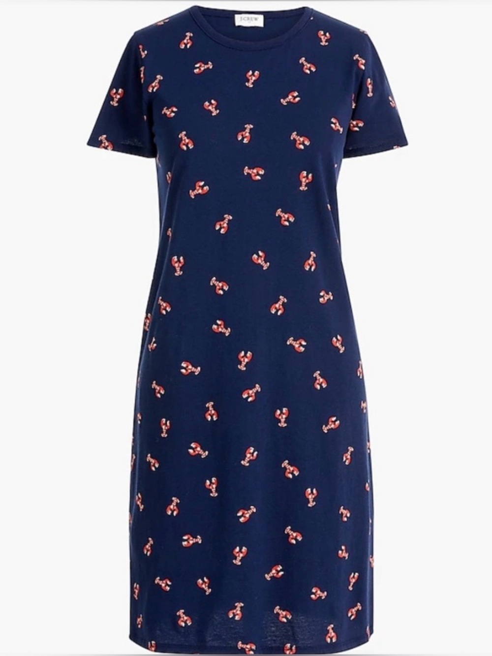 J Crew Womens Lobster T Shirt Dress Size XS Coastal Beach Fisherman Nautical - Picture 2 of 6